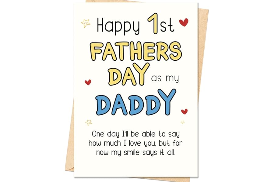 IDU First Fathers Day Card,First Fathers Day Card Gifts for New Dad,Happy 1st Father's Day Cards Gift for New Dad Daddy Husba
