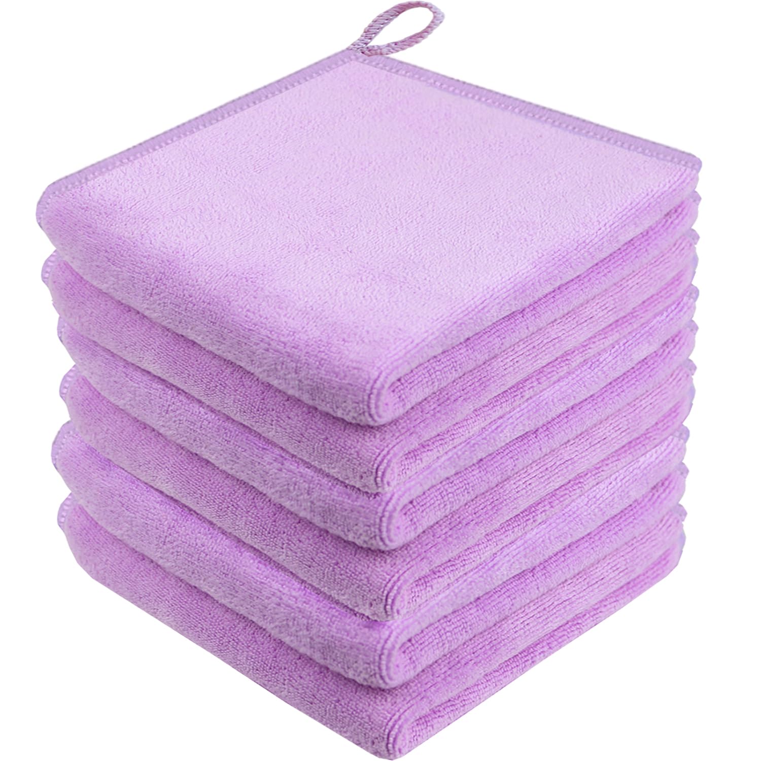HIDMD Microfibre Face Cloth Makeup Remover Cloth Facial Washcloths Face Cleaning Towels For Eye Face Exfoliating Bath 30CM X 30CM 6 PACK Purple
