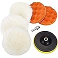 Coceca 7pcs 6 Inch Drill Buffer Attachment with Buffing Wheel, Sponge and Wool Polishing Pad Set with M14 Drill Adapter