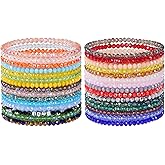 Ornaland 30 Pcs Beaded Bracelets Surfer Stretch Bracelets Set Colorful Glass Beads Bracelets Stackable Boho Bracelets Beach Friendship Bracelets Wrist Jewelry for Women