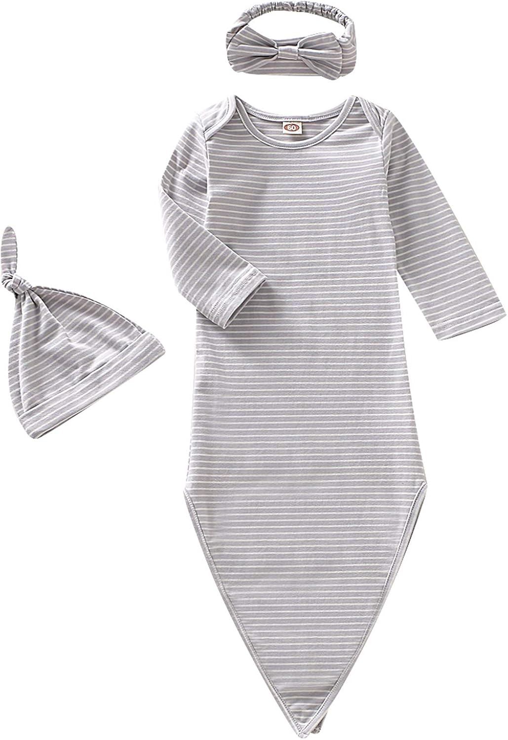 Dramiposs Baby Gowns Newborn Gender Neutral Knotted Sleepers Baby Coming Home Outfit