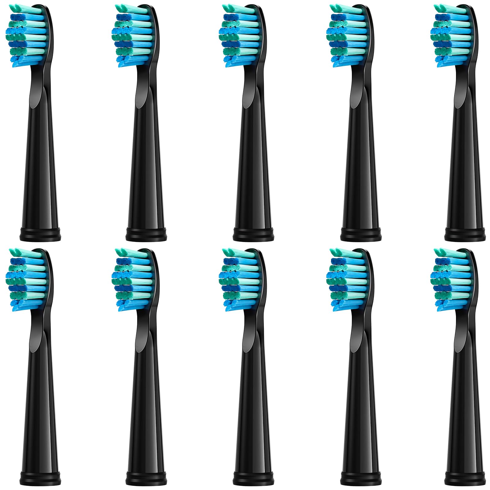 Photo 1 of 10pc Toothbrush Heads Compatible with Fairywill D7/D8/FW507/508, 551/917/959/D1/D3 (Black)