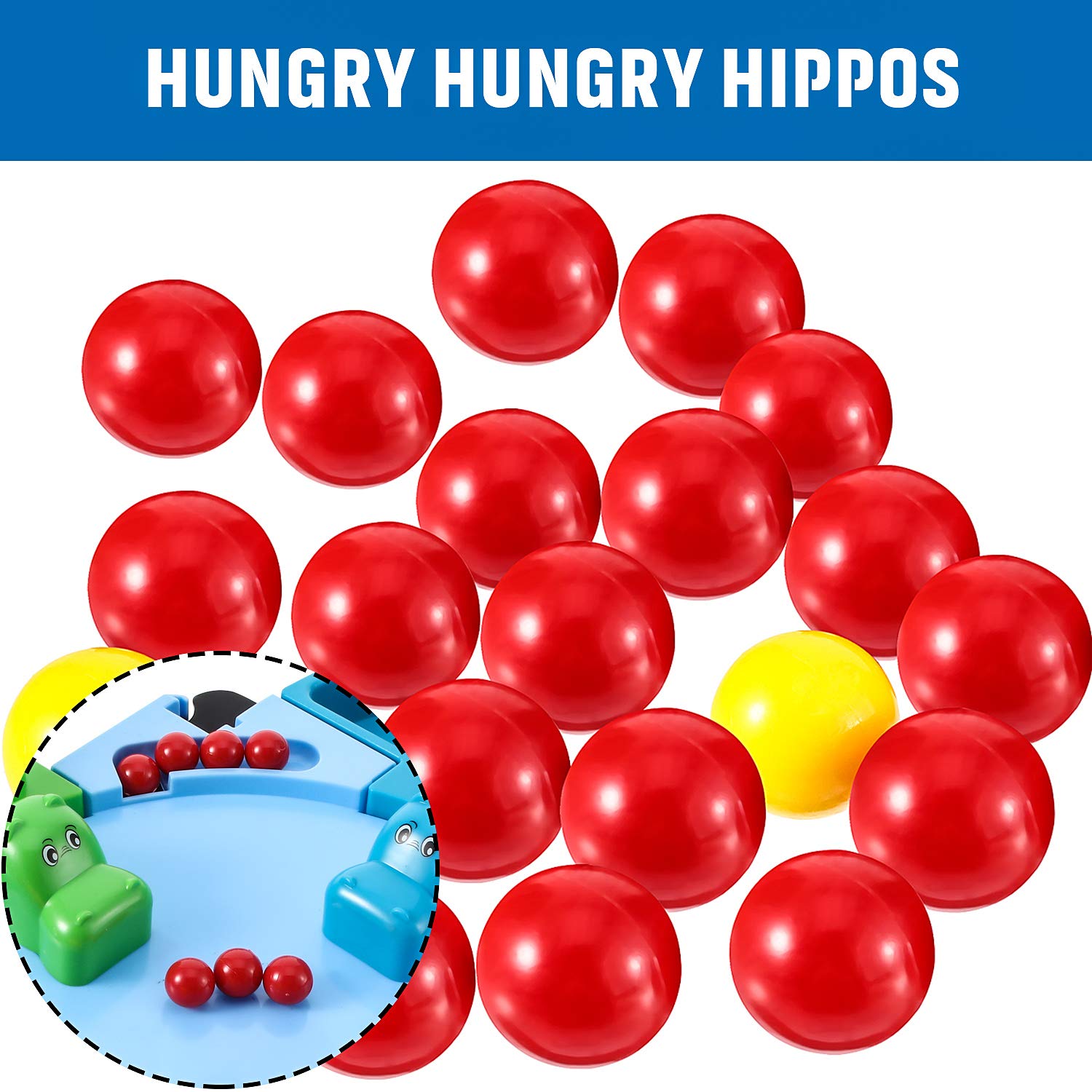 Gejoy 42 Pieces Game Replacement Marbles 2 Sets Game Replacement Balls Compatible with Hungry Hungry Hippos, 38 Red and 4 Yellow