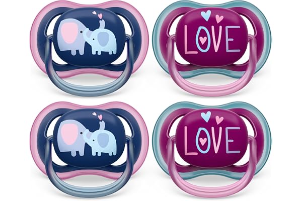 Philips Avent Ultra Air Pacifier - 4 x Light, Breathable Baby Pacifiers for Babies Aged 18 Months Plus, BPA Free with Sterili