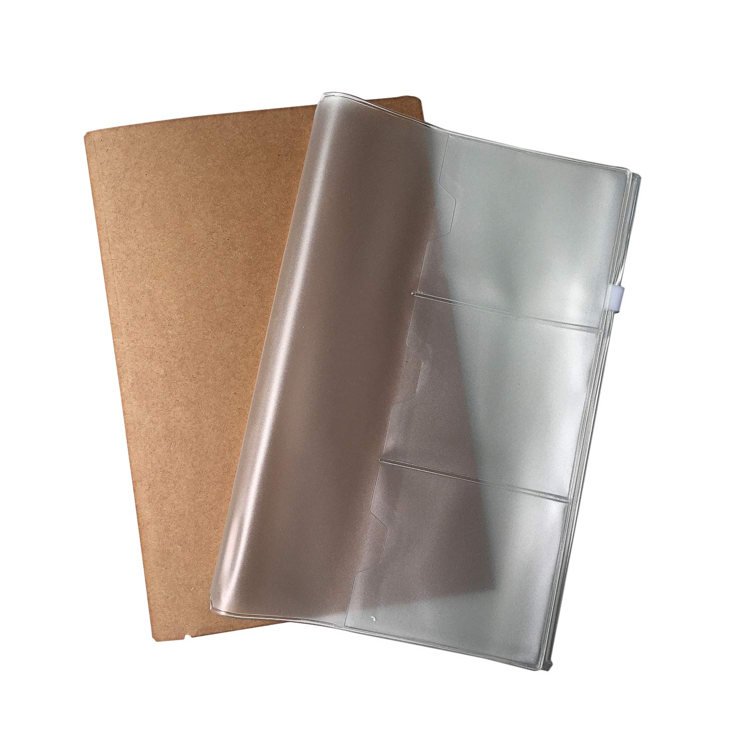 Wanderings A5 Zipper Case and Kraft Card Sleeve Holder - 21x13cm - Travelers Notebook Accessories Pack 2-Pack for Refillable Travel Journals - A5 Size