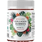 Vitamatic Hydrolyzed Collagen Gummies with Vitamin C, Zinc and Biotin, 200 mg - Healthy Skin Support - 240 Gummies