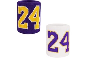 HMWIWAR 2-Pack Wrist Sweatbands Wrist Bands for Men & Women, Basketball Star Lucky Number Absorbent Sweatbands for Tennis Football Running Athletic Gym Sports and Working Out (2 Colors)