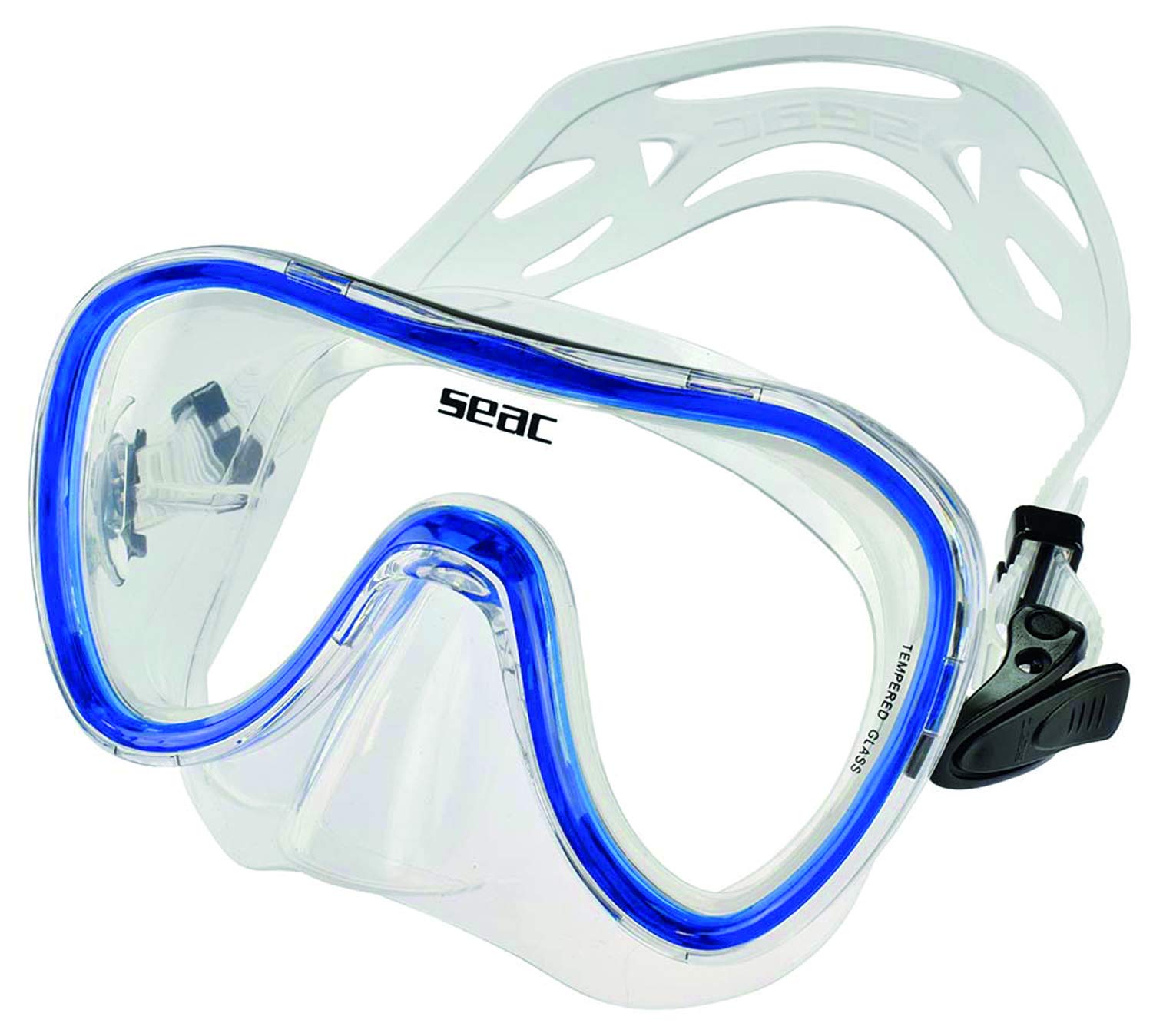 SEAC Salina, Snorkelling and Scuba Diving Mask for Adults and Younger Divers, transparent/blue, regular