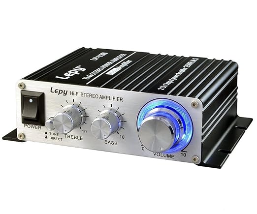 XZA パワーアンプ小型 25W×2チャンネル 高音質 家庭用 カー アンプ 高低音 小型ステレオアンプ ブラック(12Vアダプター付属 )