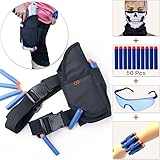 Cosoro Kids Tactical Waist Bag Holster Kit (comes with 50pcs Blue Foam Darts + Protective Goggles + Seamless Skull Face Mask + 2pcs Refill Darts Wrist Belt) for Nerf Toy Gun N-strike Elite Series