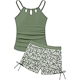 Girls Swimsuit Cutout Bathing Suit Two Piece Swimsuits for Teen Girls Tankini Swimwear Set High Waisted 11-15 Years