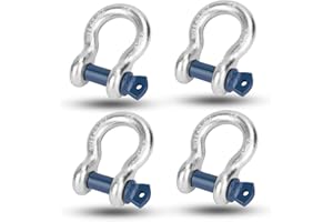 Towmavin Tow Shackles 3/4" x 4.75 Ton Heavy Duty D Ring (4 Pack) Break Strength 62832 lbs with 7/8" Screw Pin Blue and Shackle Lsolator for Use as Sling, Towing Dragging, Off-Road Use