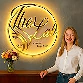 Custom LED Logo Sign, Round Acrylic Custom Logo for Business, Personalized Backlit Illuminated Logo Neon Sign with Metal for Wall Decor, Beauty Salon, Nail Hair Studio, Office, Boutique, Outdoor