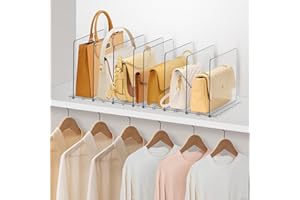 DoubleCare Adjustable Purse Organizer Closet, Clear Handbag Organizers for Closets, Purse Bag Dividers for Closet, Purse Hold