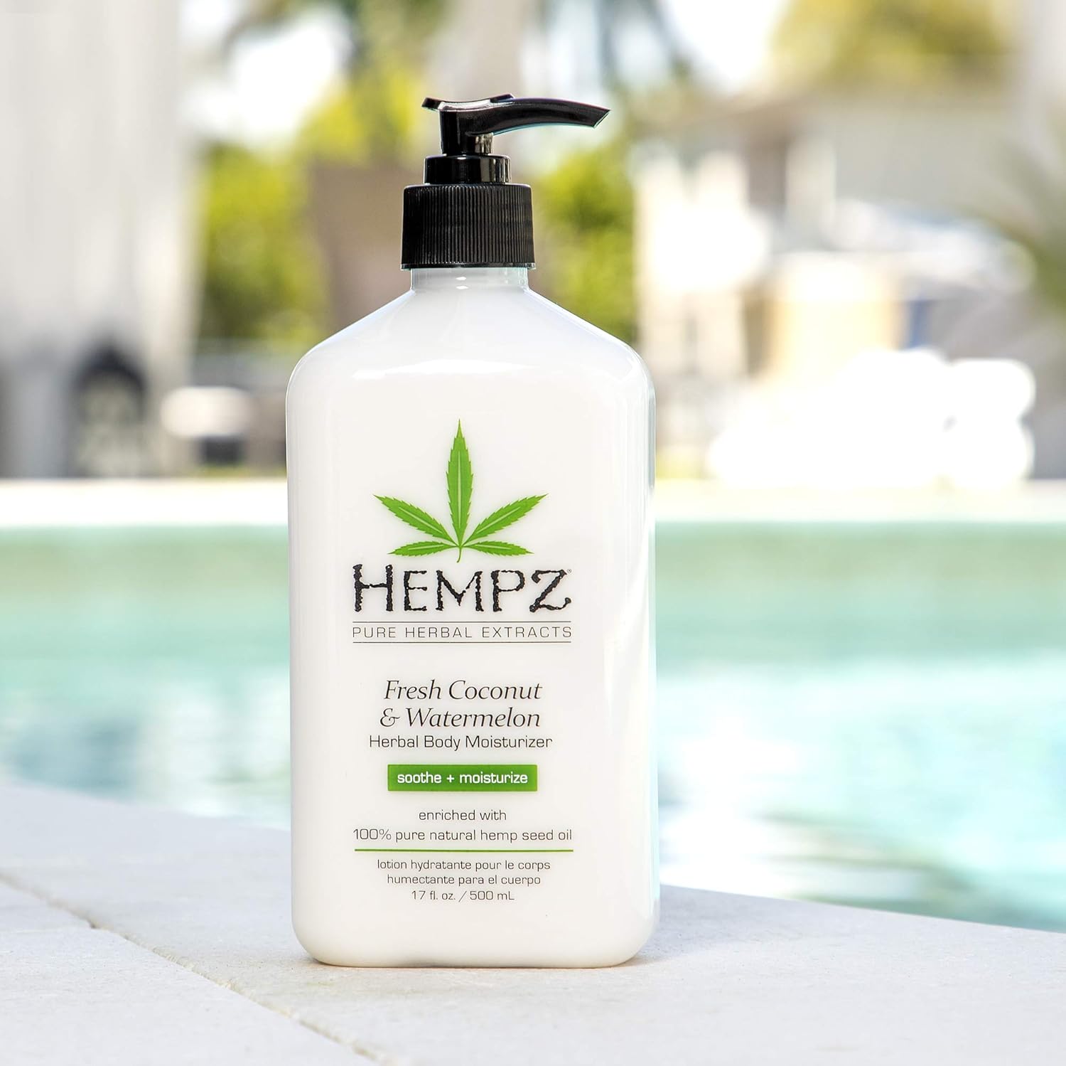 Hempz Fresh Coconut & Watermelon Moisturizing Skin Lotion, Natural Hemp Seed Herbal Body Moisturizer with Chamomile & Avocado Extracts, Vitamins  A, C, E & D, 17 oz: Beauty