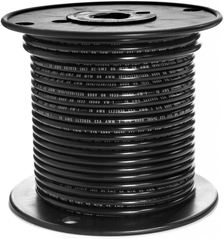 EWCS 10 AWG (UL) Marine Grade Primary Tinned Copper Wire 600 Volts - Red - 100 Feet - Made in USA : Sports & Outdoors