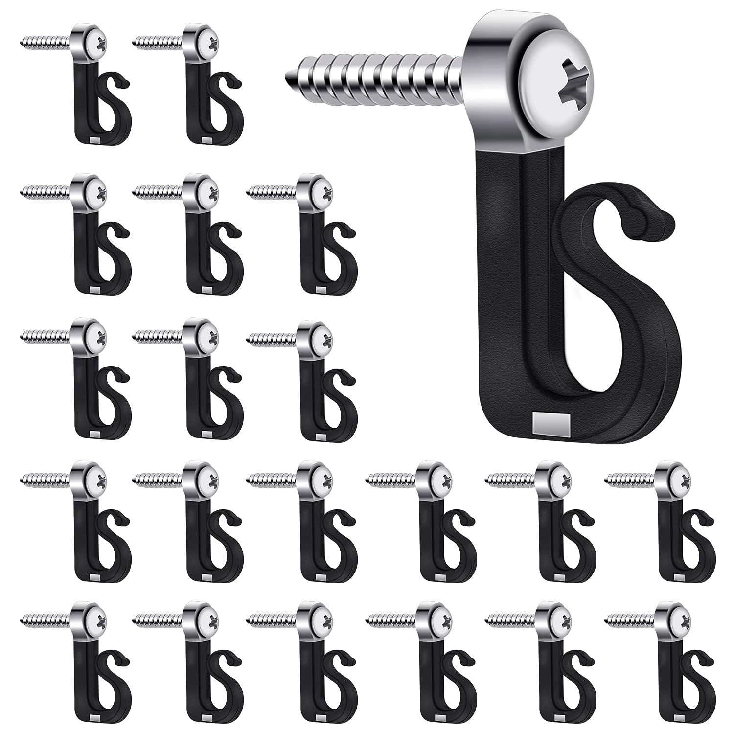 HuyxyTec Q-Hanger Screw Hooks, 20 Pack Outdoor Indoor Light Holder with Drill Bit Q-Hanger Hooks for Easy Release LED Light String