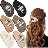 6PCS Flat Hair Clips for Women Girls, Matte Lay Flat Claw Clips for Thick Thin Curly Hair, Round Flat Strong Hold No Slip Grip Claw Clips for All Hair Textures