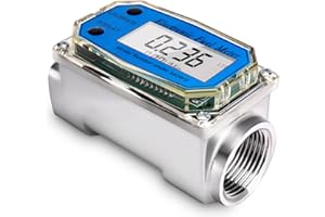ASDFGHT 1In Flow Meter- Turbine Flow Meter Digital- Fuel Flow Meter- Pump Flow Meter with FNPT Inlet/Outlet for Liquids Such As Water Diesel Kerosene and Gasoline 2.5-26GPM /9-100LPM 1% Measurement Accuracy