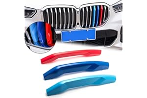 X XOTIC TECH Xotic Tech M-Color Tri Grille Insert Trims Strips Compatible with BMW X Series X5 G05 2019-up with Night Vision Camera & 7 Beam Front Center Kidney Grilles Decoration