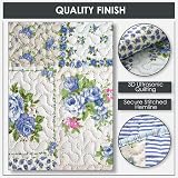 Emma Barclay Cotswold Quilted Patchwork Bedspread Set Blue Double view 3