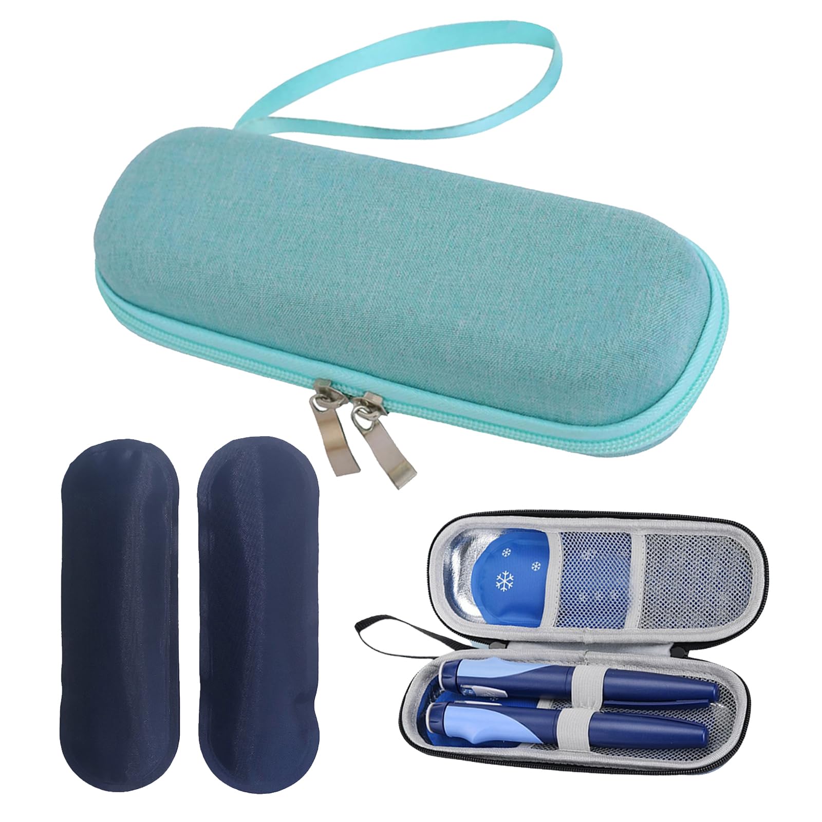 ARROMI Insulin Cooler - Diabetic Travel Case with 2 Nylon Ice Packs, Medicine Cooler for Insulin Case (Green)