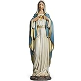 BC Catholic Immaculate Heart of Virgin Mary Statue, 24.5" H Large Holy Mother Statue for Altar, Catholic Statue for Church, Hospital, School, Renaissance Sculpture Handpainted by Buildclassic