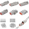 Deutsch DT Connector Kit in 2,3,4,6,8,12 Pin Configurations, Size 16 Stamped Contacts, Sealed Automotive Electrical Connectors, with 35 Pairs Barrel Style Solid Terminals Pin Sockets 14-20 AWG