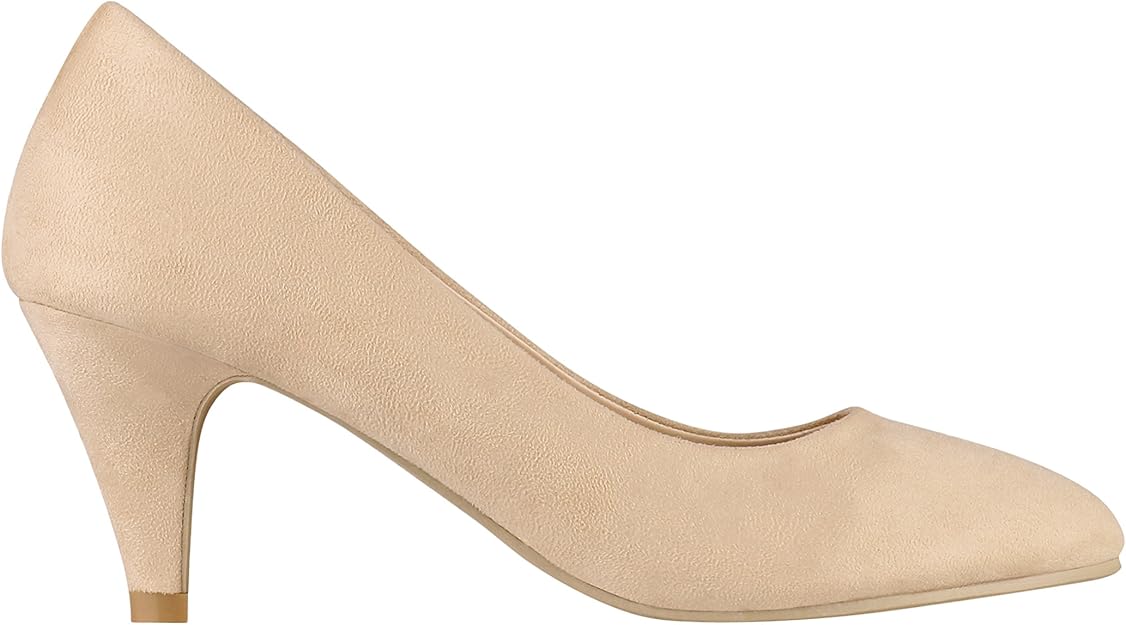 5792BEI5 Suedette Kitten Heel Courts Amazon.co.uk Shoes & Bags
