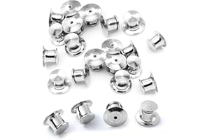 Locking Pin Backs, 30 Pcs Metal Pin Backings Locking Clasps for Jewelry Pins Badge Keepers Locks Clasp Silver for Brooches Cr
