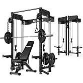 GOIMU WM3-V4 Folding Squat Rack, Wall Mounted Power Rack with Dual Independent Pulley System, Functional Trainer with 5 Adjustable Function Modes for Space Saving