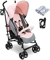 My Babiie MB02 Plus Stroller Pink Grey, Birth to 4 Years, Lightweight Umbrella