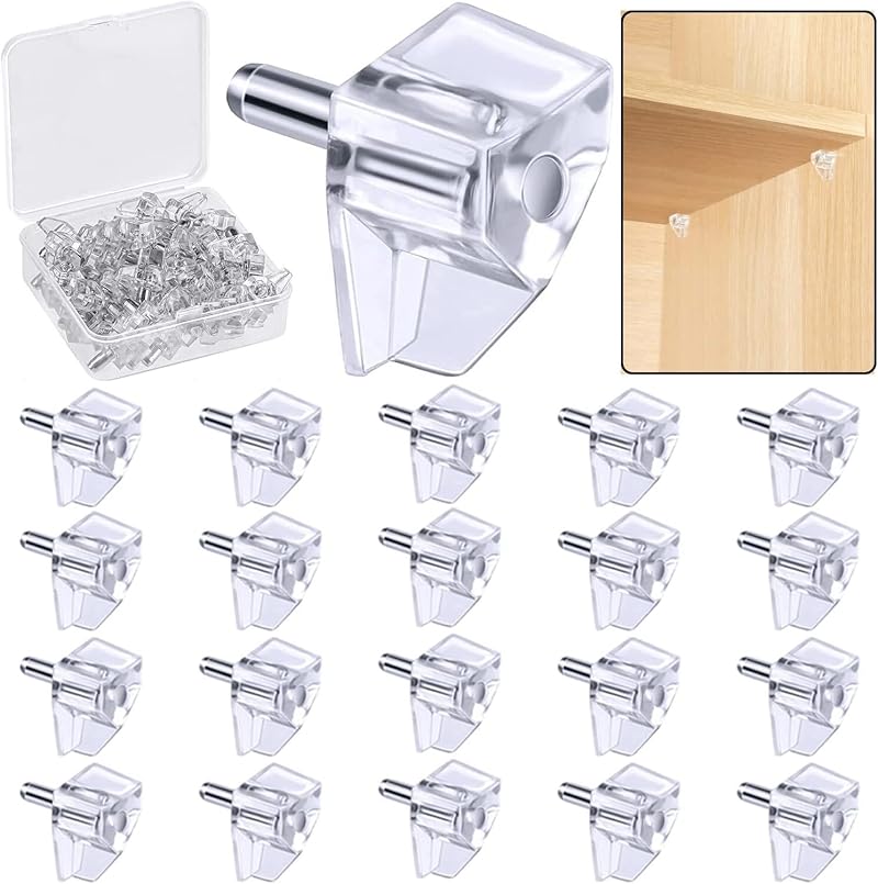 5mm Shelf Support Pegs 20 Pieces Clear Plastic Cabinet Pins