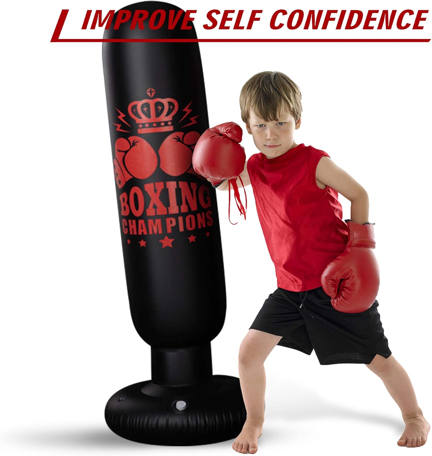 Inflatable Punching Bag for Kids, 67''Standing Boxing Bag Freestanding Toddler Boxing Column for Karate Kickboxing Taekwondo Training : Sports & Outdoors