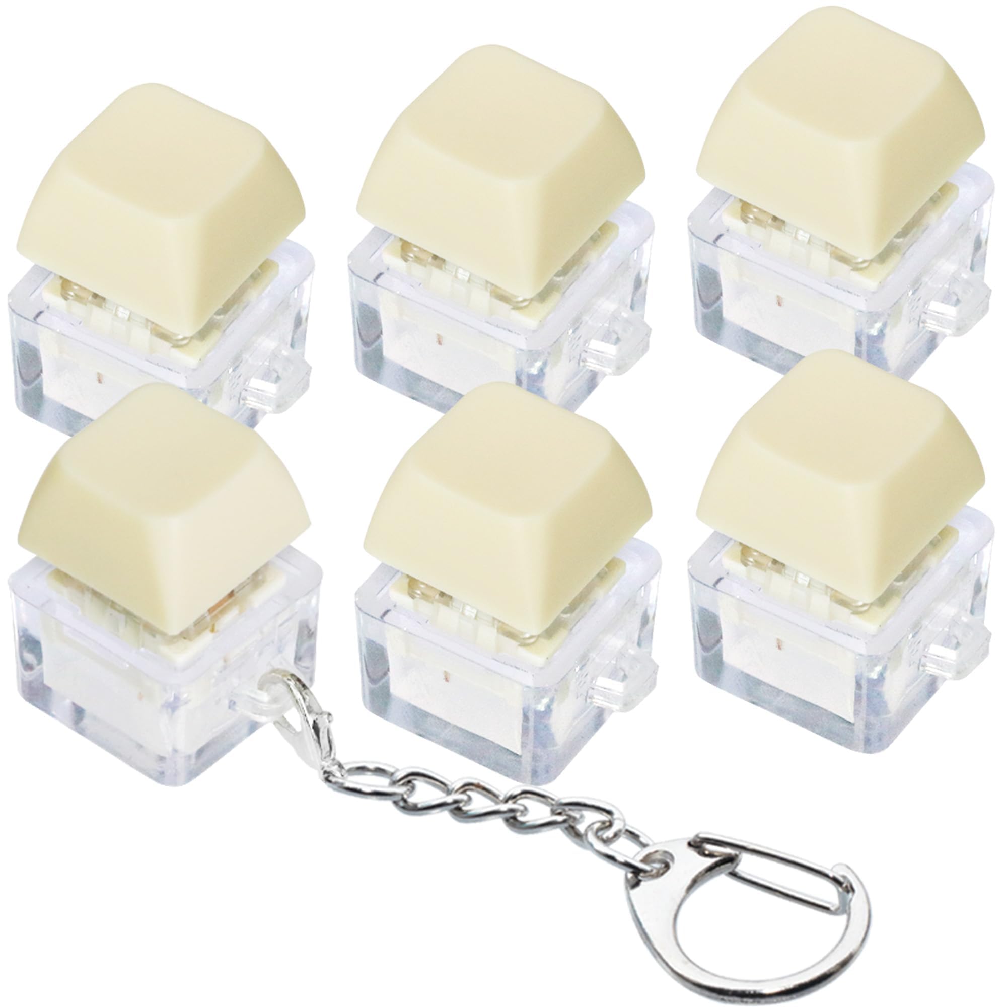 Photo 1 of 6 Pack Keyboard Fidget Toy Keyboard Fidget Keychain Keyboard Decompression Button Finger Clicker Toys, Button Stress Relief Fidget Gifts for Adult to Relief Stress (Macaron Yellow)