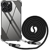 BEIMEITU Clear for iPhone 15 Pro Max Case Crossbody Strap, Transparent Mobile Cover with Adjustable Neck Cord Rope PC Shockproof Lanyard Phone Case for iPhone 15 Pro Max Strap Women