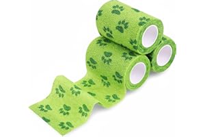 Threlaco 6 Rolls No Chew Bandage for Dogs Bitter Bandage Wrap for Dogs Wound Wrap(Green,3 Inches X 5 yd)