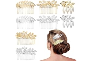 SUPTIZIZKZ 8 Pack Leaf Hair Side Combs for Women Girl, Bridal Metal Decorative Hair Comb Clips, French Twist Hair Slide Comb for Wedding Hair Accessories(Gold, Silver)