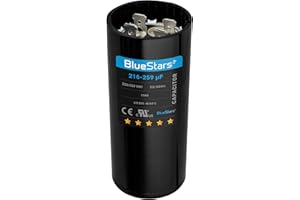 [UL Listed] BlueStars 216-259 uF MFD 220-250 VAC 50/60 Hz SC0080 CD60 Round Motor Start Capacitor Replacement Part - Universal Fit for AC Motor Run or Fan Start and Cool or Heat Pump Air Conditioner