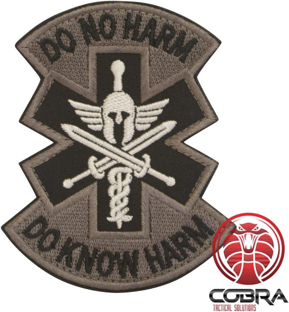 Cobra Tactical Solutions Do No Harm * Do know Harm Medical Embroidered Morale Army Sparta Patch Gray Airsoft