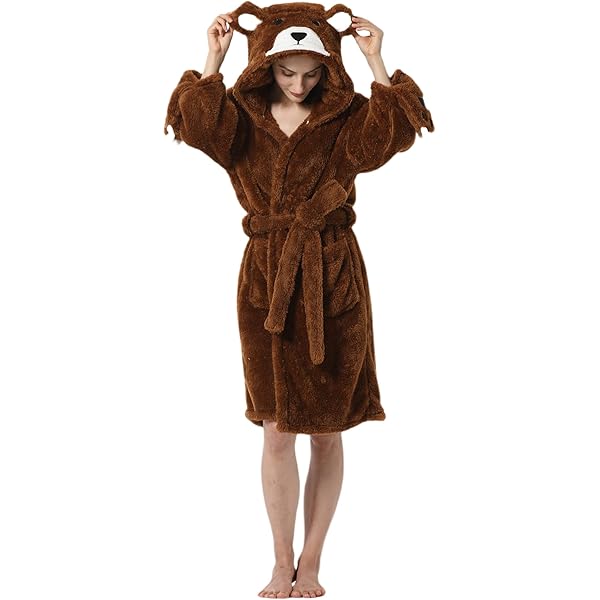 Plush Robes for Women Cute Robes Fluffy Robe Hooded Robes for Women Red  Panda Pajama Winter (Brown,XS) at Amazon Women's Clothing store