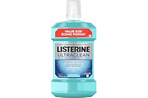 Listerine Ultraclean Mouthwash, Stain Protection, For keeping teeth white, Arctic Mint, Value Size, 1.5L, blue