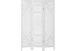 HOMCOM 3 Panel Room Divider, 5.6 Ft Tall Portable Folding Privacy Screen, Wood Partition Wall Divider for Home Office, White