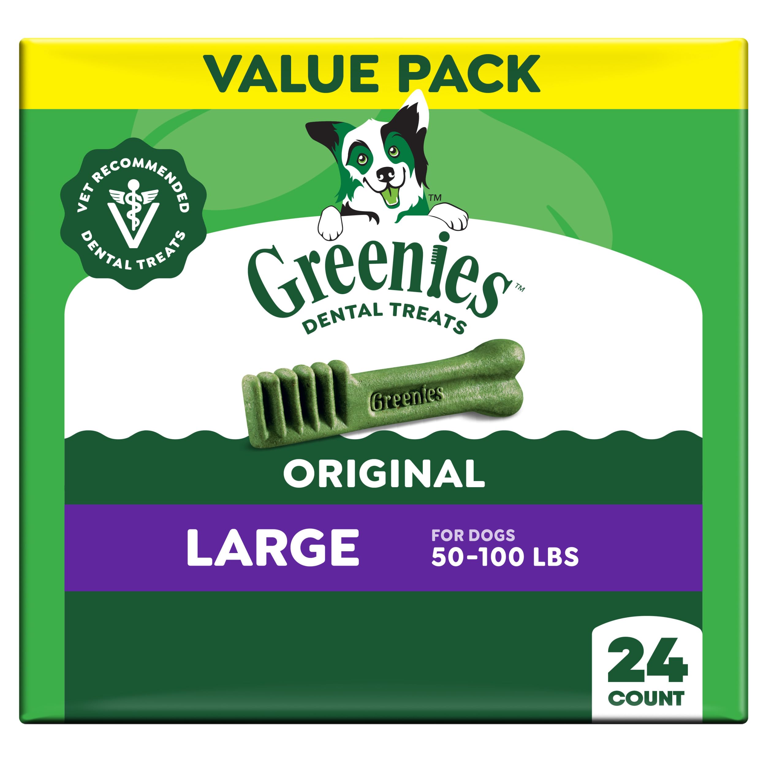Greenies Original Large Natural Dental Care Dog Treats, 36 oz. Pack (24 Treats)