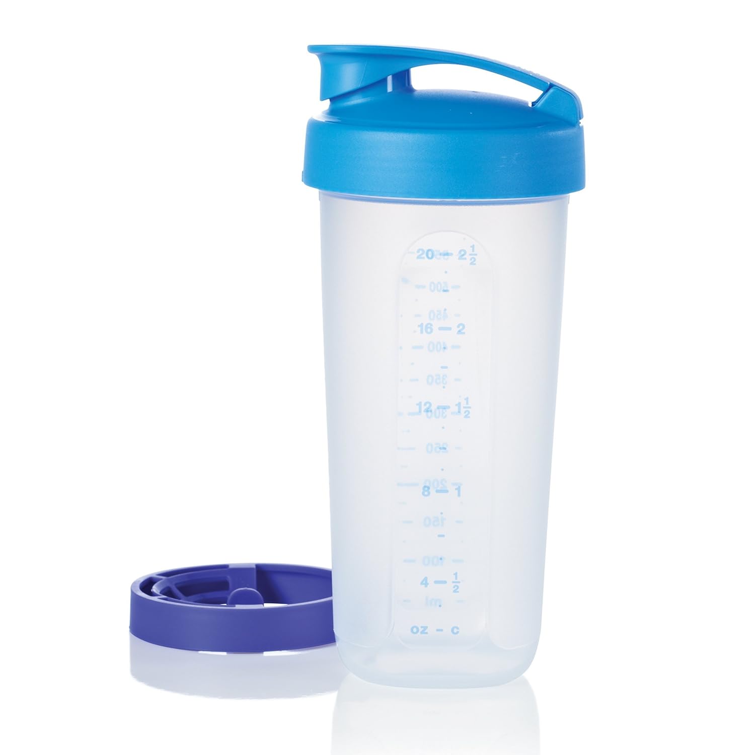 TUPPERWARE QUICK SHAKE BLUE MEASURING 2 CUP MIXING STORAGE BLENDER New