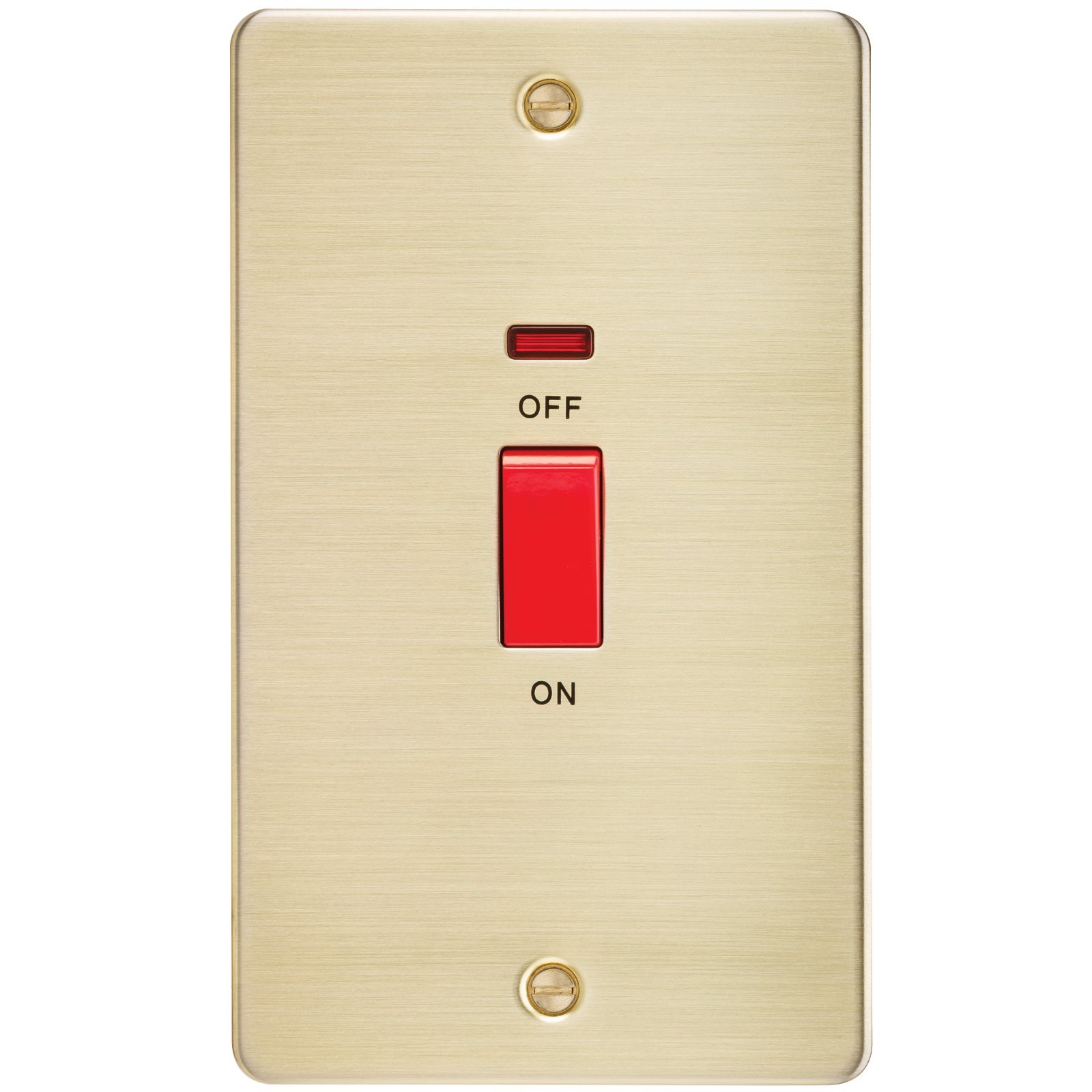 Knightsbridge FPAV8332NBB Flat Plate 45A 2G Dp Switch with Neon-Brushed Brass, 230 V