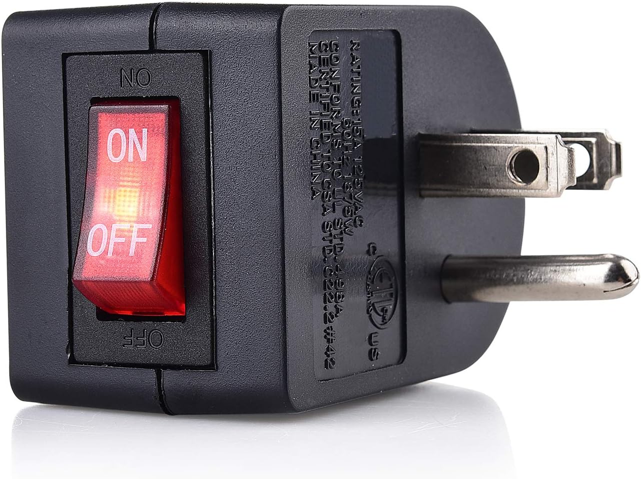 Cable Matters 3 Pack Grounded Outlet with ON Off Switch, Single Outlet with Switch - - 
