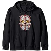 Halloween Sugar Skull Dia De Los Muertos Calavera Zip Hoodie