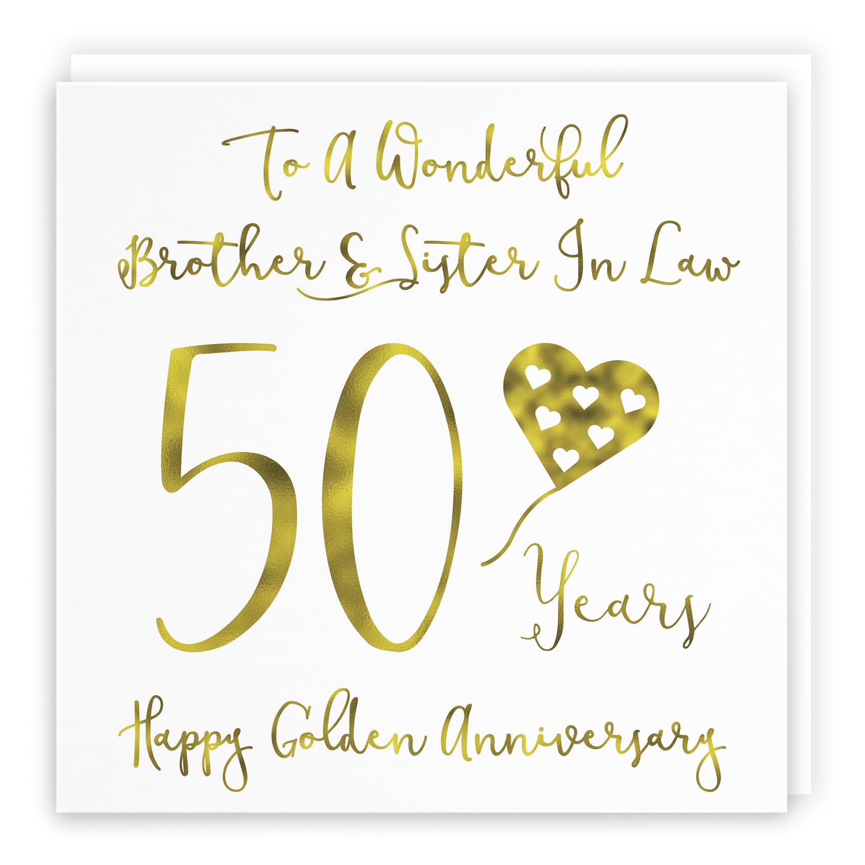 Hunts England - Brother And Sister In Law 50th Anniversary Card - To A Wonderful Brother & Sister In Law - 50 Years - Happy Golden Anniversary - Milano Collection — image 1