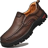 Venshine Mens Walking Shoes Leather Lightweight Breathable Casual Slip On Loafers